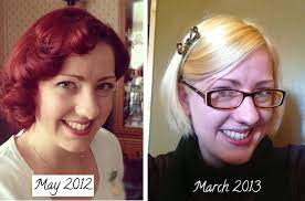 It's the result of a series of chemical reactions between the molecules in hair and pigments, as well as peroxide and ammonia. How To Use Colour B4 To Go From Red To Blonde Hair