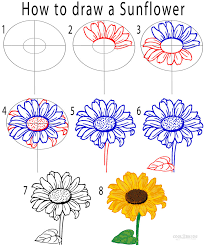 How To Draw A Sunflower Step By Step Pictures Drawing a realistic flower can be quite a tricky job, as imitating the shape of the petals does not always come naturally.