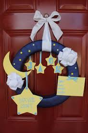 For The Door On Aidens Room Star And Moon Theme Baby Shower Wreath Baby Wreath Baby Door Wreaths