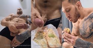 Big Cock Tattoo Muscle Stud Alejandro Belmont Creamed His Sandwich With Cum