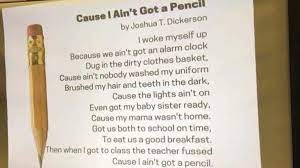 Find joshua dickerson's contact information, age, background check, white pages, pictures, bankruptcies, property records, liens & civil records. Viral Poem Cause I Ain T Got A Pencil Was Not Written By A Baltimore Student Baltimore Sun