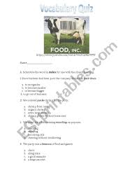 Food worksheets and online activities. Food Inc Vocabulary Esl Worksheet By Upen Atem