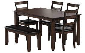 Solid pine wood dining set table and chairs bench kitchen dining home furniture. Coviar Dining Table And Bench Set Of 6 Brown Amazon De Kuche Haushalt
