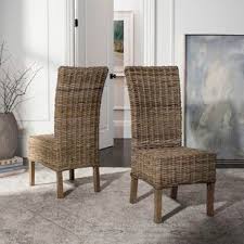 Rattan kitchen & dining room chairs : Farmhouse Rustic Wicker Rattan Dining Chairs Birch Lane