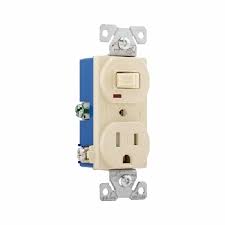 Wall light pull cord with modern chrome double switch and. Cooper Wiring Devices 274v Sp L Single Pole 3 Way Toggle Combination Switch With Receptacle Ivory