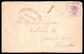 How to address envelopes to canadacanada's main communicating system is named the canada post or posts canada. Canadian Contingent 1900 Envelope To Barrie Ontario Msbsn 090 Chf525 00 Filat Ag Fine Philately Of Europe And Africa