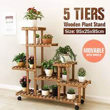 Wooden Flower Stands Rolling Flower Plant Display Shelf Storage Rack Ladder Stand Rack Corner Plant Stand Li Wooden Plant Stands Flower Pot Holder Flower Shelf
