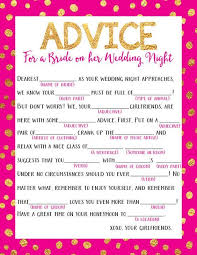 Wedding Night Mad Lib Bachelorette Party Printable Game Advice For The Bride On Her Wedding Night Download And Print Printable Game Bridal Bachelorette Party Bachelorette Party Checklist Bachelorette Party