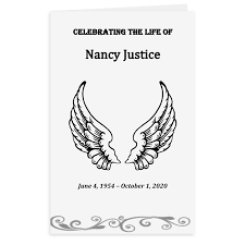 Next, using tape, attach the angels wings along the cone seam. Free Funeral Program Template Angel Wings Urns Online