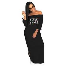 Black And Smart Fashion Print Off Shoulder Dress Liberation Xchange Maxi Dresses Casual Fashion Clothes Women Fashion