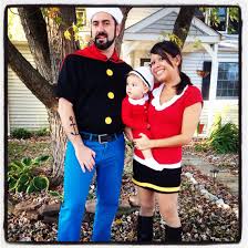 Popeye Olive Oyl And Sweet Pea Familyhalloweencostume Halloweendiy Popeye Oliveoyl Sweetpea Family Halloween Costumes Family Costumes Family Halloween