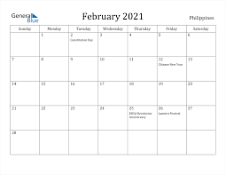February 2021 Calendar Philippines Edsa revolution anniversary thursday, february 25. february 2021 calendar philippines