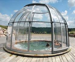 Custom Built Glass Dome With Adjustable Door Over A Jacuzzi For Year Round Enjoyment In Ground Pools Above Ground Pool Hot Tub Cover