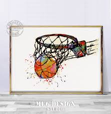 Basketball Art Basketball Print Basketball Watercolor Etsy Sports Wall Art Basketball Painting Basketball Art