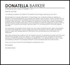 Assistant Psychologist Cover Letter Sample Cover Letter Templates Examples