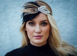 Rhinestone Feather Headband: Mint Green Flapper Headpiece