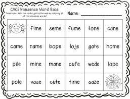Cvc words are learned by new readers by sounding out and blending the three sounds together to make a simple word. Cvce Nonsense Word Race Printables Nonsense Words Nonsense Words Fluency Cvce Words