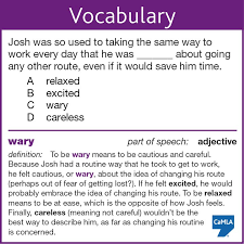 The Correct Answer Is C Wary Parts Of Speech Adjectives Vocabulary