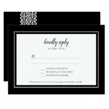 Black And White Invitation Card Background Color Changeable Background Wedding Rsvp Reply Card Invitations Custom Unique Diy Personalize Reply Cards Wedding Cards Simple Wedding Invitations