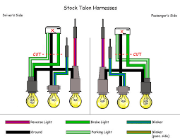 Taillight wiring harness on the dodge dually is extensive with many colors and a lot of different plugs with a lot of white wires with color tracers. Talon To Eclipse Conversion Tail Light Wiring Edm Style Dsmtuners Com