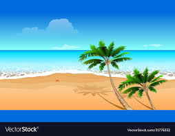 Clear blue sea two coconut palm tree