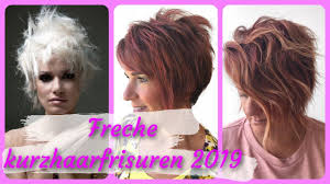Neben stumpf geschnittenen, sehr akkuraten looks stehen auch die stufigen, wilderen modelle, die sich vor allem bei dickeren haarstrukturen. Die Neue 20 Ideen Zu Freche Kurzhaarfrisuren Fur Frauen 2019 Youtube
