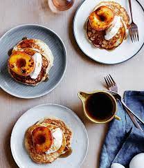 Pancakes With Quark And Peaches Recipe Summer Breakfast Recipes Healthy Brunch Recipes Sweet Breakfast