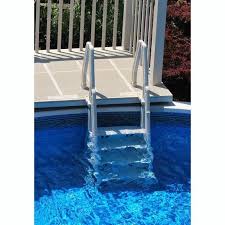 Vinyl Works In Deluxe 32 Inch Adjustable In Step Above Ground Pool Ladder Taupe Above Ground Pool Ladders Pool Ladder Backyard Pool Landscaping