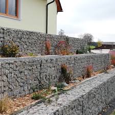 Hang Begradigen Gabionen Gabionen Hintergarten Steinmauer Garten