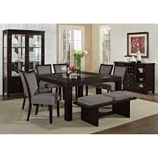 Dining area decorated with wall art canvas and caged centerpieces placed on top of the rectangle table with gray chairs. 53 Tremendous Gray Dining Room Chairs