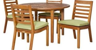 Smith Hawken Brooks Island 5 Piece Wood Round Dining Set Pistachio Round Dining Set Patio Furniture Sets Patio Set