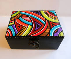 boite a bijoux multicolore geometrik 2 en bois peint cajas pintadas caja de joyeria de bricolaje cajas decoradas