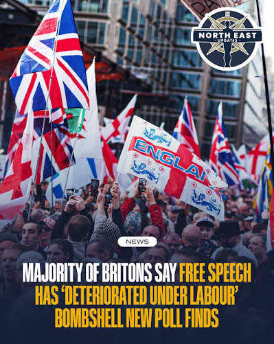 🚨 Free speech concerns grow under Labour, poll suggests A new poll has  raised concerns about the state of free speech in Britain, with many people  believing it has worsened since Labour