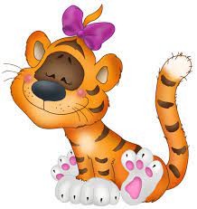 Tiger With A Bow Clip Art Cartoon Tiger Animal Clipart Cartoon