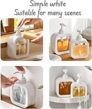 MOLHEM 2-Pack Refillable Soap Dispenser Set - Clear Removable Bottle for Easy Refill, Pump for Shampoo, Conditioner, Hand Soap - Bathroom, Kitchen, Laundry (17oz / 500ml) : Amazon.co.uk: Home & Kitchen