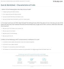 Quiz Worksheet Characteristics Of Cults Study Com