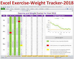 excel fitness tracker and weight tracker for year 2018