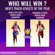 🌍🏆 World Athletics Awards 2025 👨‍🦱💨 Men's Track Athlete of the Year  Nominees 🇺🇸 Noah Lyles (USA) – World 200m Champion 🥇 🇰🇪 Emmanuel  Wanyonyi (KEN) – World 800m Champion 🥇 🔥