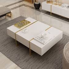 The versatile style is also perfect for changing up aesthetics without having to buy a beautiful table and perfect size for a smaller living room. Rechteckiger Couchtisch Weisser Couchtisch Mit Schubladen Tisch Mit Aufbewahrungsbox Aus Gold Metall In 2021 White Coffee Table Living Room Coffee Table With Drawers Table Decor Living Room