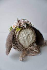 Flower Bonnet Floral Bonnet Garden Bonnet Bunny Bonnet Etsy Bunny Bonnet Baby Hats Knitting Baby Hat Knitting Pattern