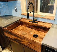 Wood braces apron front undermount sink installation instructions general advice 1. Custom Walnut Farmhouse Sink And Window Sill With An Epoxy River Pretty Proud Of Our New Kitchen Woodworking