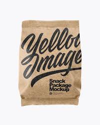 Kraft Paper Snack Package Mockup In Bag Sack Mockups On Yellow Images Object Mockups Free Psd Mockups Templates Mockup Free Psd Mockup
