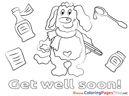 'get well soon' and 'i miss you lots', and plain blank for a child to write their own message on the sheet or so it can be adapted to suit a particularly serious illness. Dog Kids Get Well Soon Coloring Pages