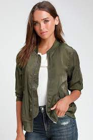 Tully Olive Green Lightweight Bomber Jacket Lightweight Bomber Jacket Bomber Jacket Women Bomber Jacket