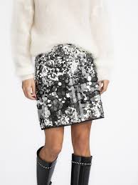 Selected Sequin Mini Skirt Tana silver