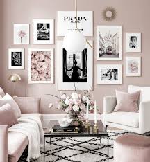Black White Posters Flowers Pink Interior Golden Frames Gallery Wall Inspiration Posterstore Com Pink Living Room Room Inspiration Home Decor