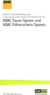 DAB bank. Allgemeine Geschäftsbedingungen und Verbraucherinformationen der  DAB Bank AG zum ADAC Traum-Sparen und ADAC Führerschein-Sparen. - PDF Free  Download