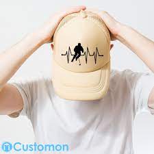 Hockey Heartbeat Trucker Hat Embroidered Customon Trucker Hat Custom Trucker Hats Hockey Hats