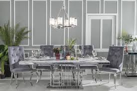 This version has a black leather seat and the armrest are also. Urban Deco Vortex 220cm Grey Marble And Chrome Dining Table And 6 Premiere Grey Knockerback Chairs