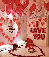 Birthday Room Decoration Ideas For Husband Pinterest تزیین اتاق عروس و داماد با بادکنک قلبی Surprises For Husband Birthday Surprise For Husband Birthday Surprise